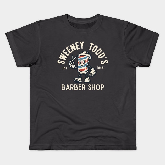 Sweeney Todd's vintage Barber shop, retro 1800's Kids T-Shirt by Teessential